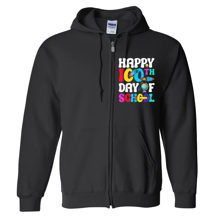 Happy 100th Day Of School 2024 100 Day Of School Full Zip Hoodie