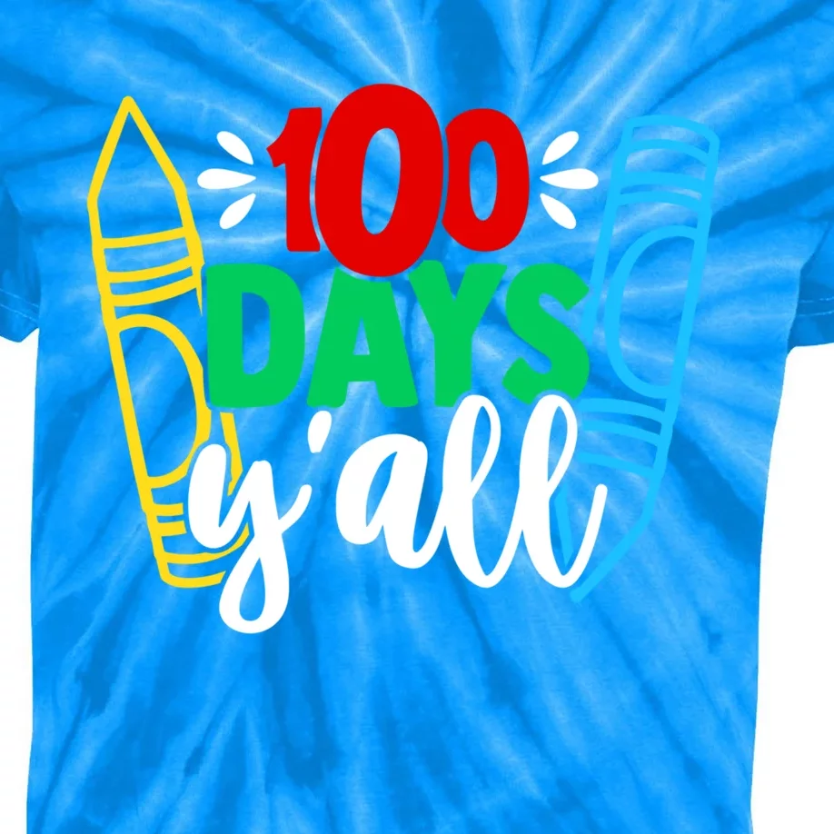 Happy 100 Days Of School 100 Days Y'all Smarter Brighter Gift Kids Tie-Dye T-Shirt