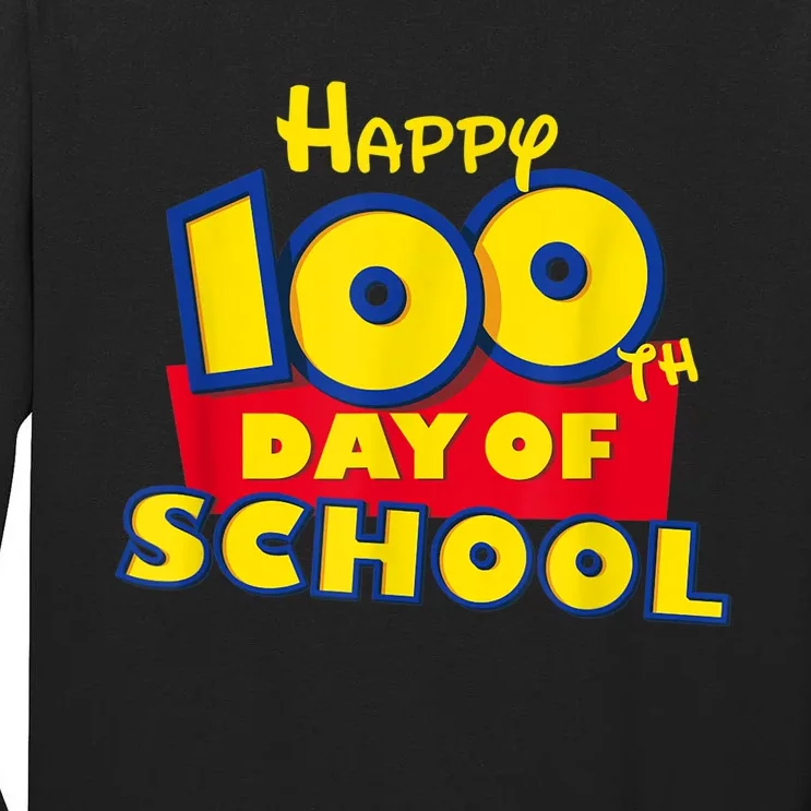 Happy 100th Day of School Toy Cartoon for Teacher or Student Tall Long Sleeve T-Shirt