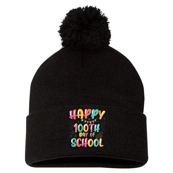 Happy 100th Day Of School 2024 Pom Pom 12in Knit Beanie