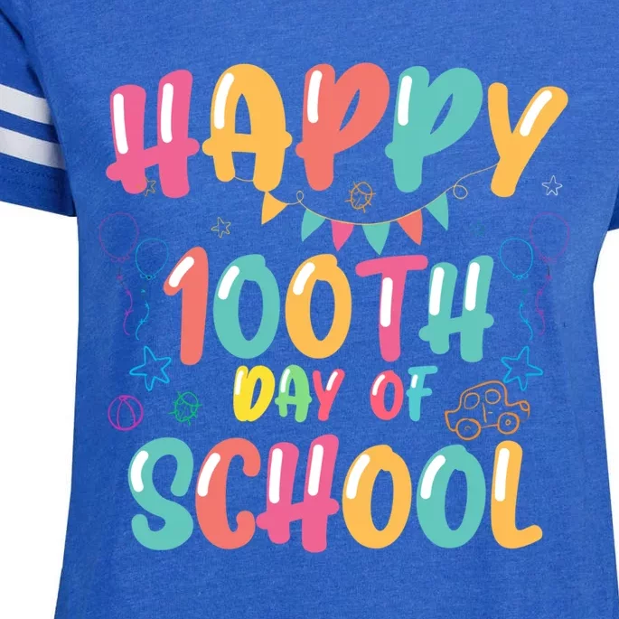 Happy 100th Day Of School 2024 Enza Ladies Jersey Football T-Shirt