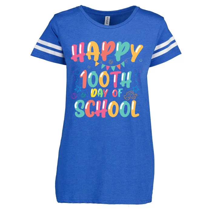 Happy 100th Day Of School 2024 Enza Ladies Jersey Football T-Shirt