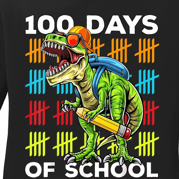 Happy 100th Day of School Teachers 100 Days Ladies Long Sleeve Shirt