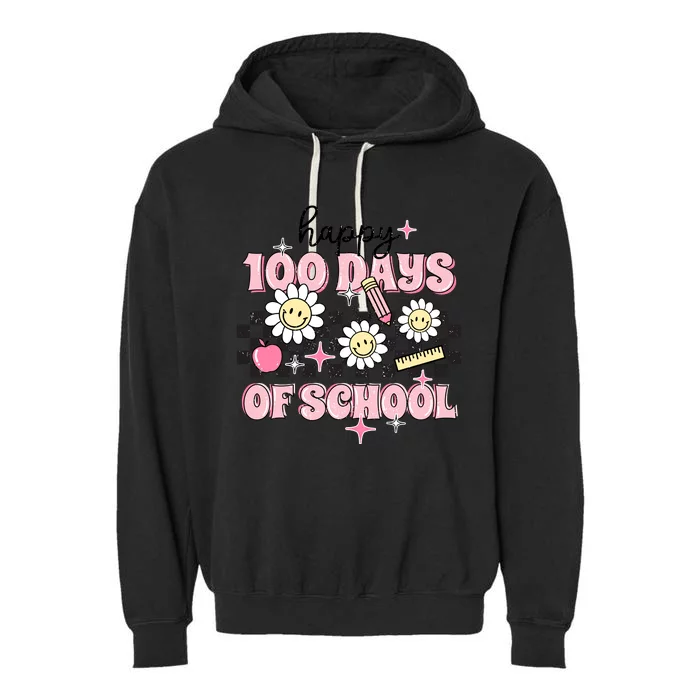 Happy 100 Days Of School Teacher Gift Garment-Dyed Fleece Hoodie