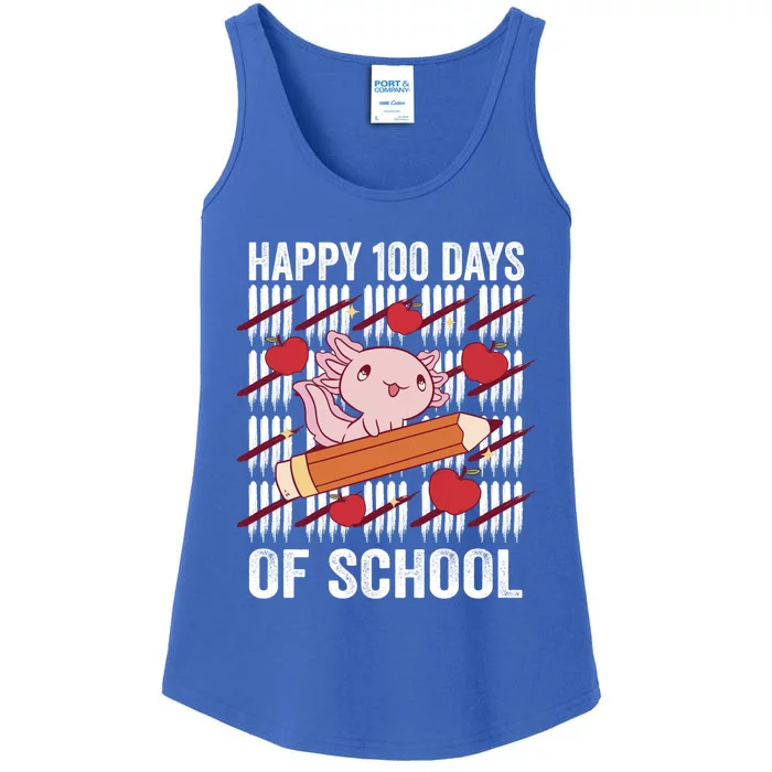 Happy 100 Days Of School Axolotl Kindergarten 100th Day Meaningful Gift Ladies Essential Tank