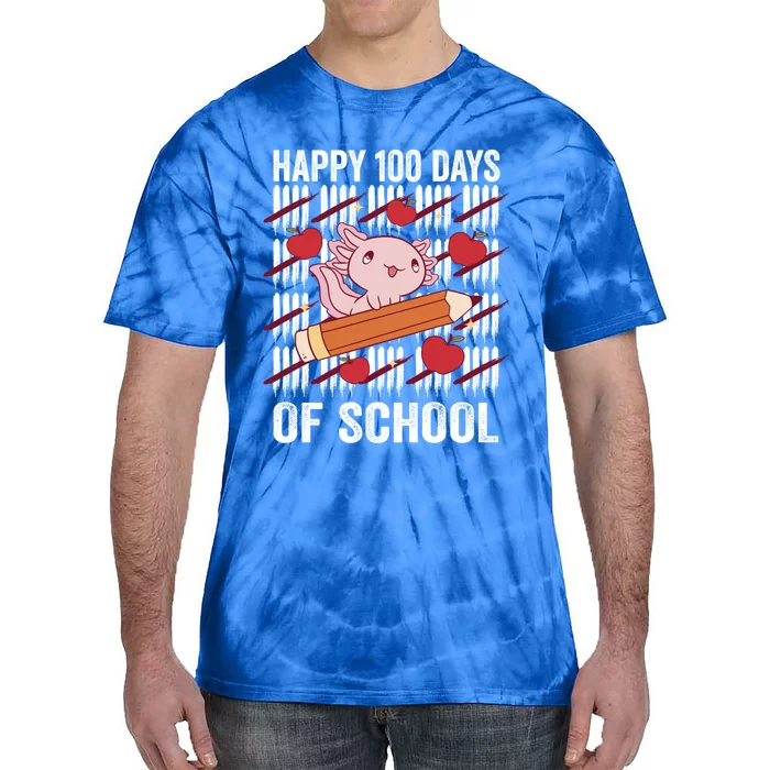 Happy 100 Days Of School Axolotl Kindergarten 100th Day Meaningful Gift Tie-Dye T-Shirt