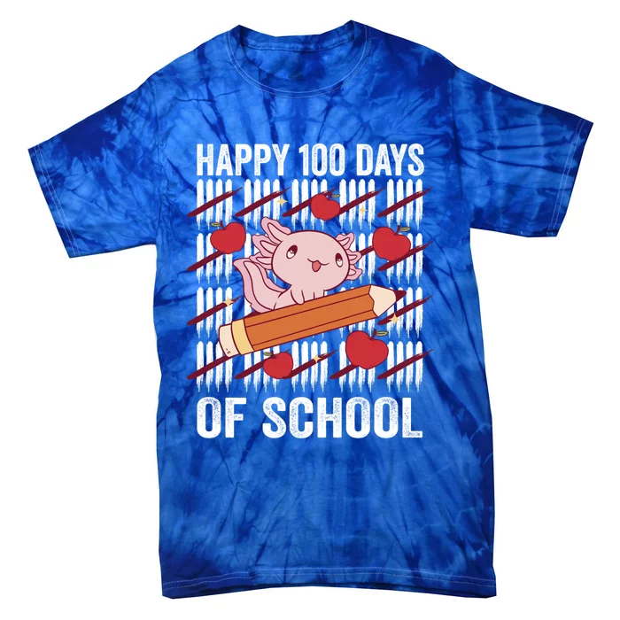 Happy 100 Days Of School Axolotl Kindergarten 100th Day Meaningful Gift Tie-Dye T-Shirt