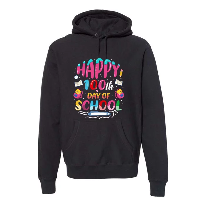 Happy 100th Day Of School 100 Days Of School Teacher Student Premium Hoodie