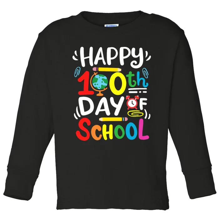 Happy 100th Day Of School 100 Days Of School Teacher Student Toddler Long Sleeve Shirt