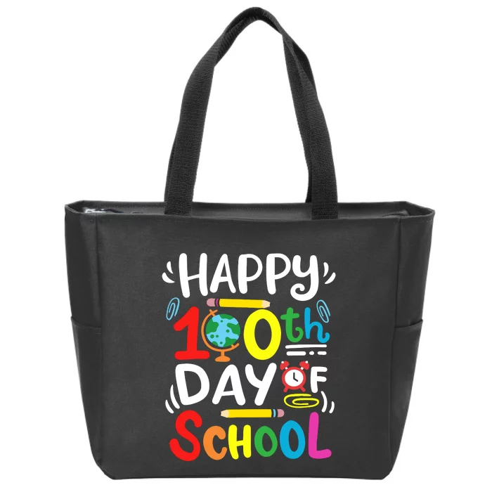 Happy 100th Day Of School 100 Days Of School Teacher Student Zip Tote Bag