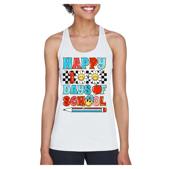 Happy 100 Days Of School Teacher Student Gift Women's Racerback Tank