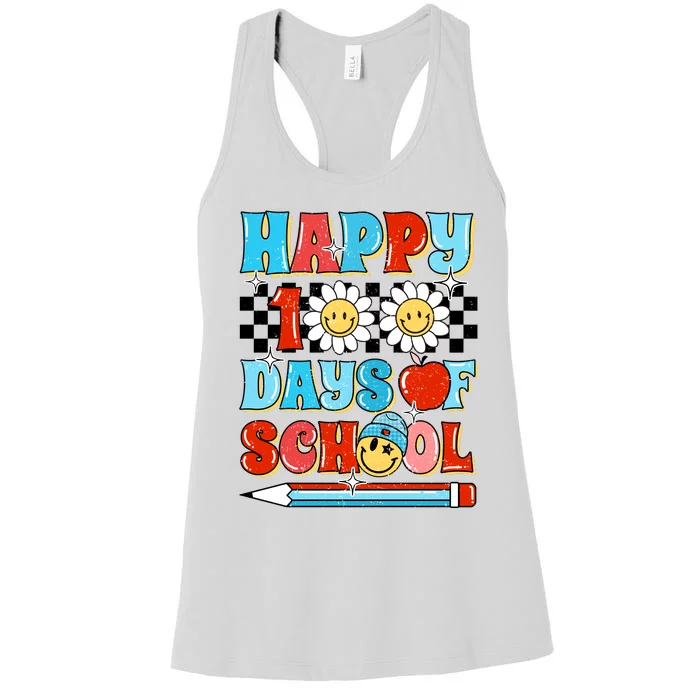 Happy 100 Days Of School Teacher Student Gift Women's Racerback Tank