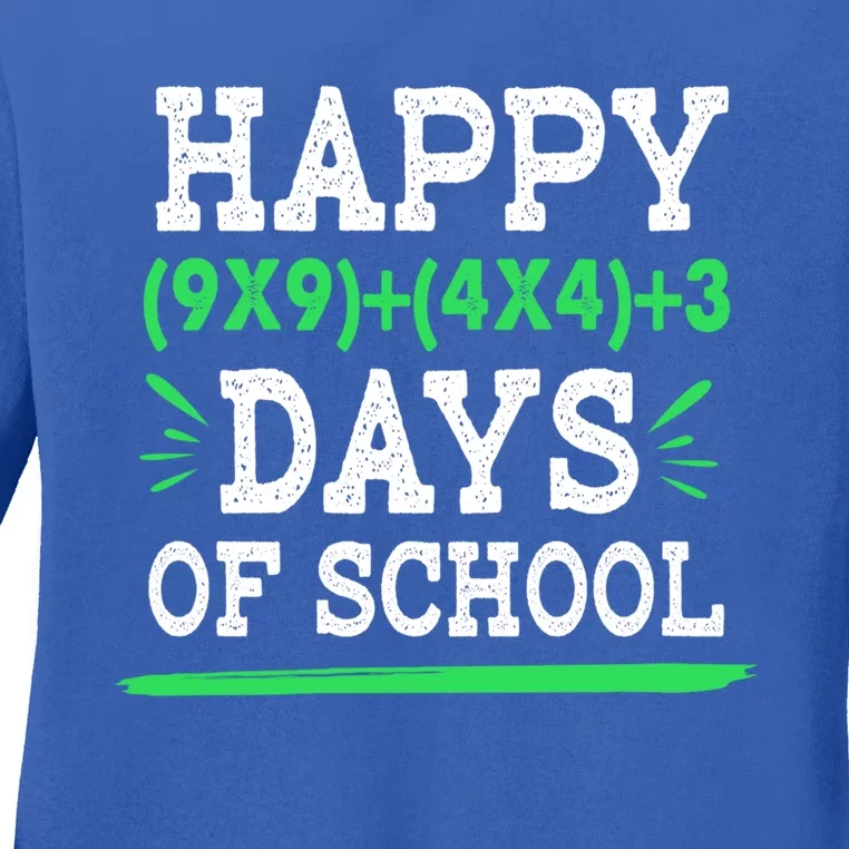 Happy 100 Days Of School Funny Eletary Math Teacher Great Gift Ladies Long Sleeve Shirt