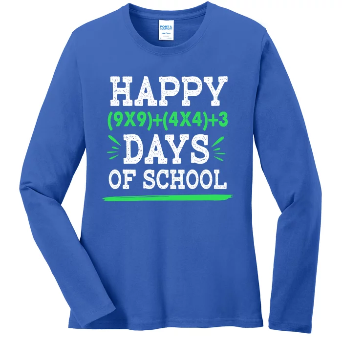 Happy 100 Days Of School Funny Eletary Math Teacher Great Gift Ladies Long Sleeve Shirt