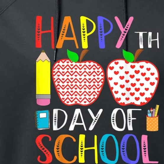 Happy 100th Day Of School Teacher 100 days Performance Fleece Hoodie