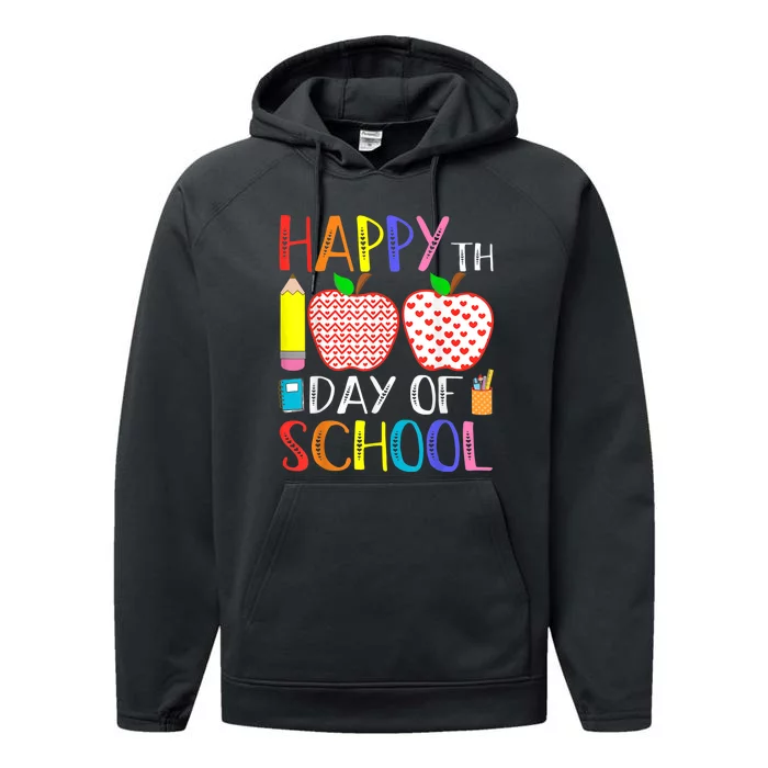 Happy 100th Day Of School Teacher 100 days Performance Fleece Hoodie