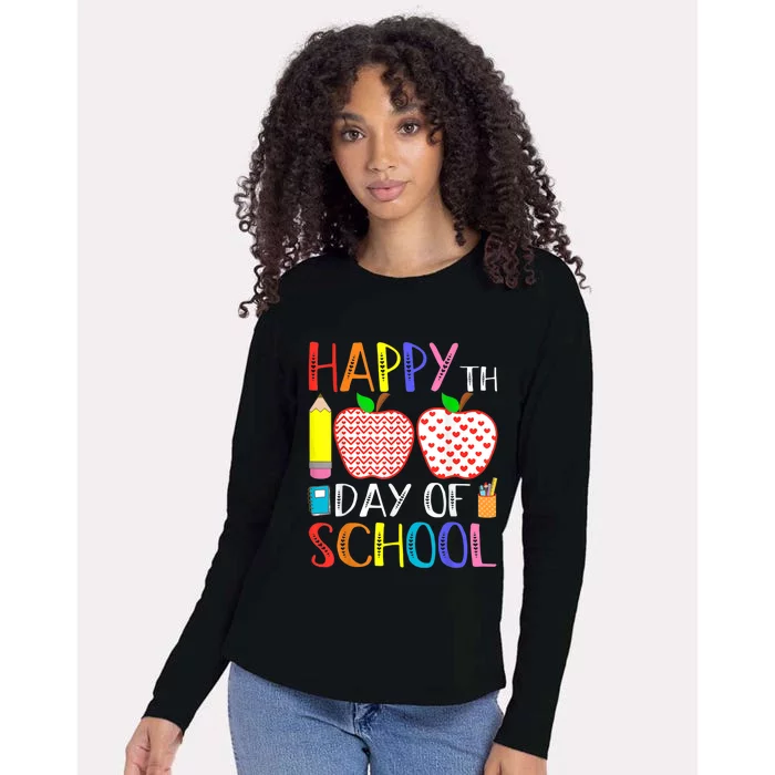 Happy 100th Day Of School Teacher 100 days Womens Cotton Relaxed Long Sleeve T-Shirt