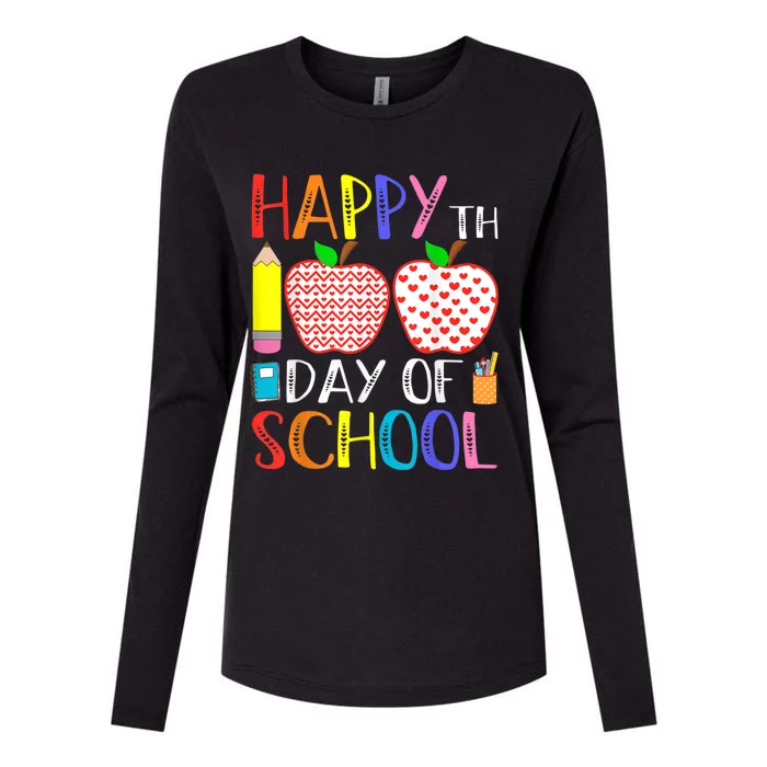 Happy 100th Day Of School Teacher 100 days Womens Cotton Relaxed Long Sleeve T-Shirt