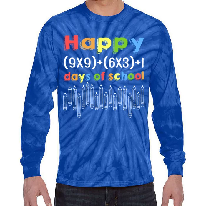 Happy 100 Days Of School Funny Gift Math Formula Gift Tie-Dye Long Sleeve Shirt