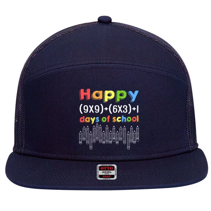 Happy 100 Days Of School Funny Gift Math Formula Gift 7 Panel Mesh Trucker Snapback Hat