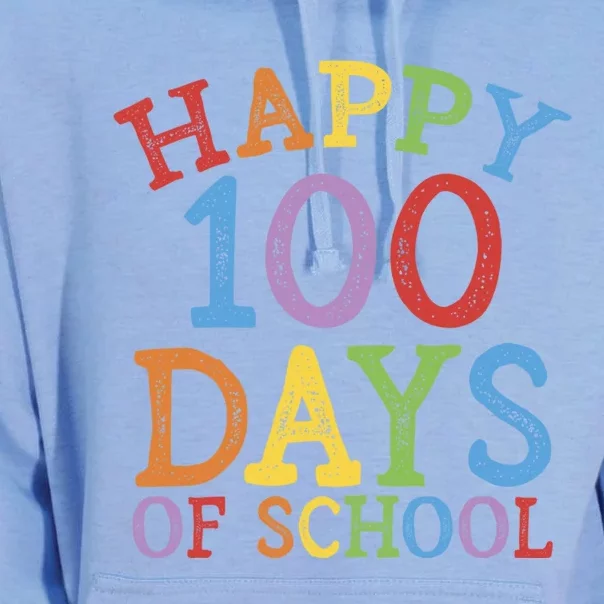 Happy 100 Days Of School Funny Gift 100th Day Rainbow Great Gift Unisex Surf Hoodie