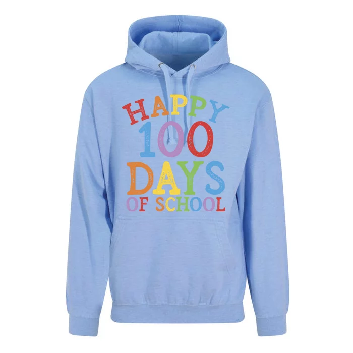 Happy 100 Days Of School Funny Gift 100th Day Rainbow Great Gift Unisex Surf Hoodie