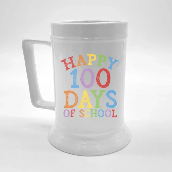 Happy 100 Days Of School Funny Gift 100th Day Rainbow Great Gift Front & Back Beer Stein