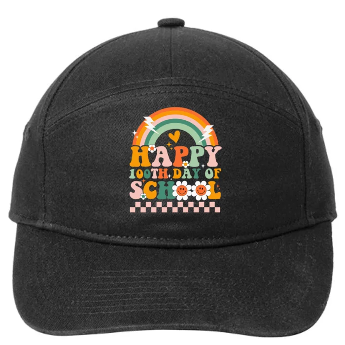 Happy 100 Days of School Teacher Groovy 100th day 7-Panel Snapback Hat