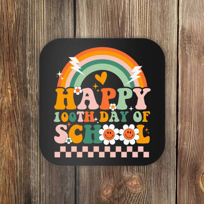 Happy 100 Days of School Teacher Groovy 100th day Coaster