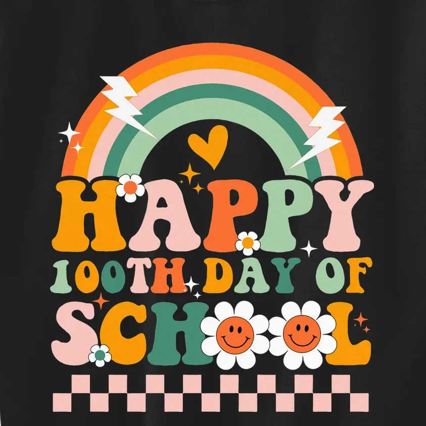 Happy 100 Days of School Teacher Groovy 100th day Kids Sweatshirt