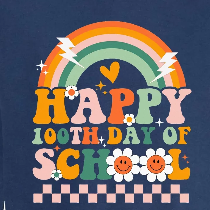 Happy 100 Days of School Teacher Groovy 100th day Garment-Dyed Sweatshirt