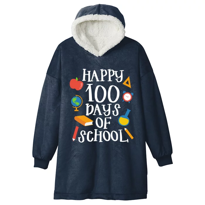 Happy 100 Days Of School Math Algebra Geek Gift Hooded Wearable Blanket