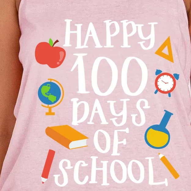 Happy 100 Days Of School Math Algebra Geek Gift Women's Knotted Racerback Tank