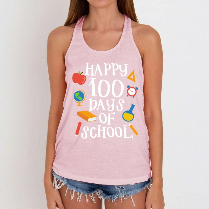 Happy 100 Days Of School Math Algebra Geek Gift Women's Knotted Racerback Tank