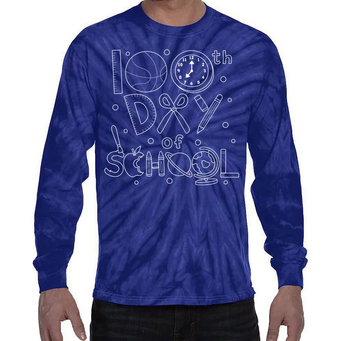 Happy 100th Days Of School Education Tie-Dye Long Sleeve Shirt