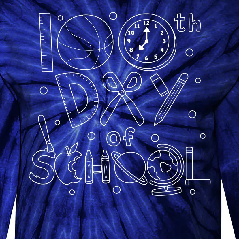 Happy 100th Days Of School Education Tie-Dye Long Sleeve Shirt