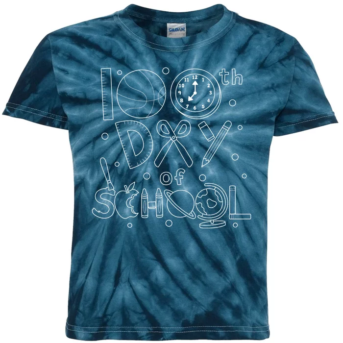 Happy 100th Days Of School Education Kids Tie-Dye T-Shirt