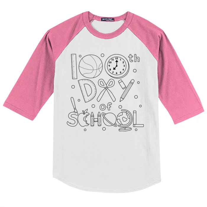 Happy 100th Days Of School Education Kids Colorblock Raglan Jersey