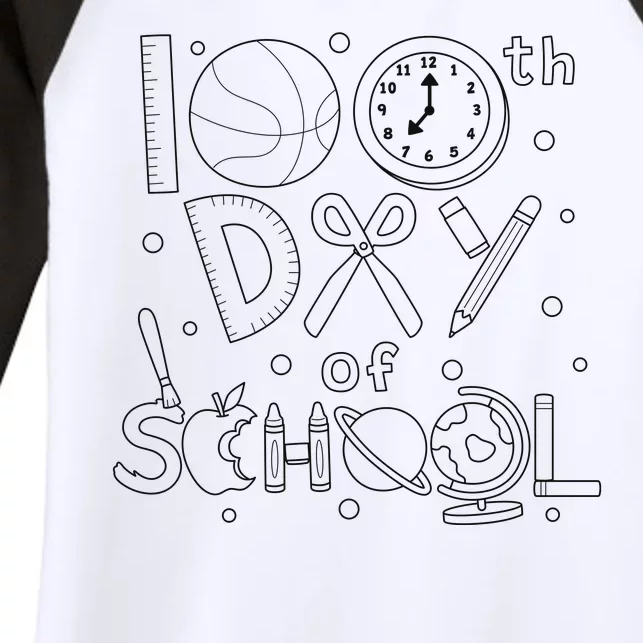 Happy 100th Days Of School Education Women's Tri-Blend 3/4-Sleeve Raglan Shirt