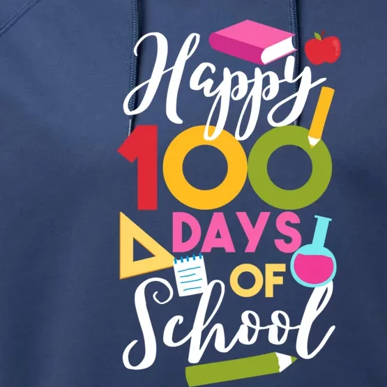 Happy 100 Days Of School Math Equation Geek Gift Performance Fleece Hoodie