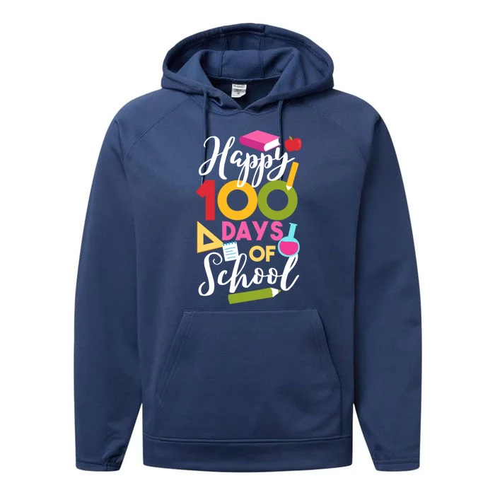 Happy 100 Days Of School Math Equation Geek Gift Performance Fleece Hoodie