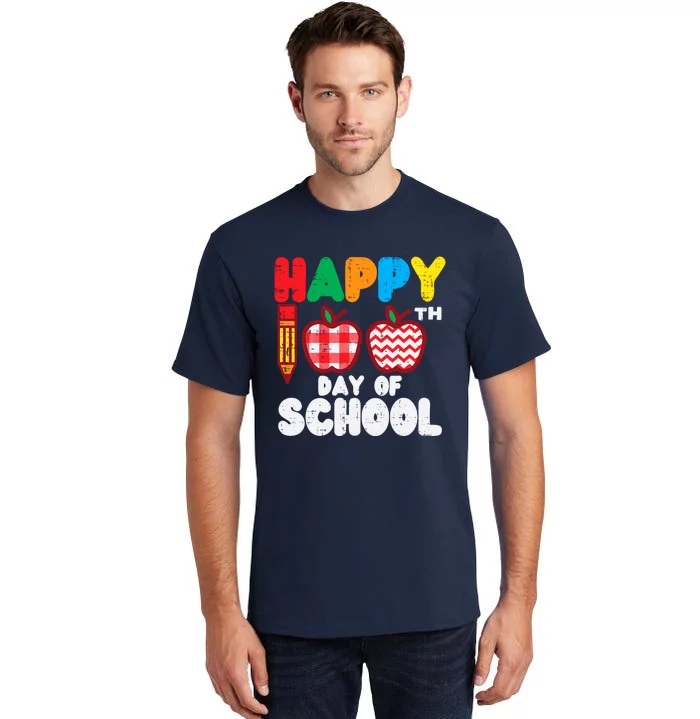 Happy 100th Day School Apples 100 Days Student Teacher Gift Tall T-Shirt