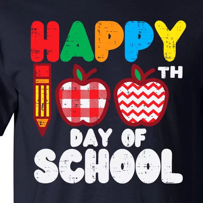 Happy 100th Day School Apples 100 Days Student Teacher Gift Tall T-Shirt