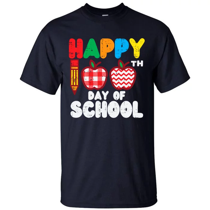 Happy 100th Day School Apples 100 Days Student Teacher Gift Tall T-Shirt