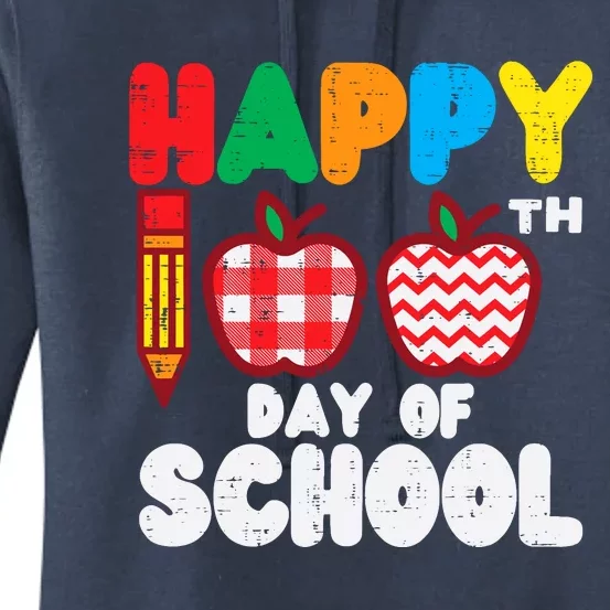 Happy 100th Day School Apples 100 Days Student Teacher Gift Women's Pullover Hoodie