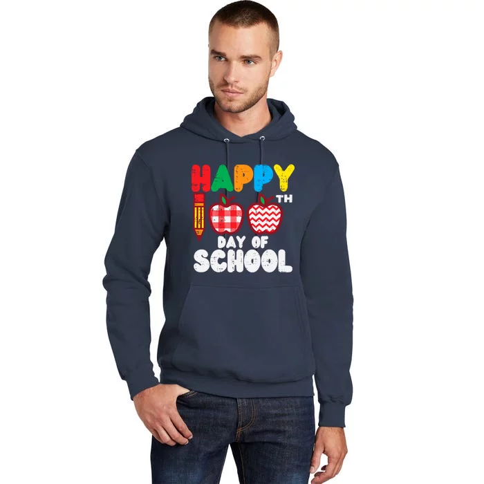 Happy 100th Day School Apples 100 Days Student Teacher Gift Tall Hoodie