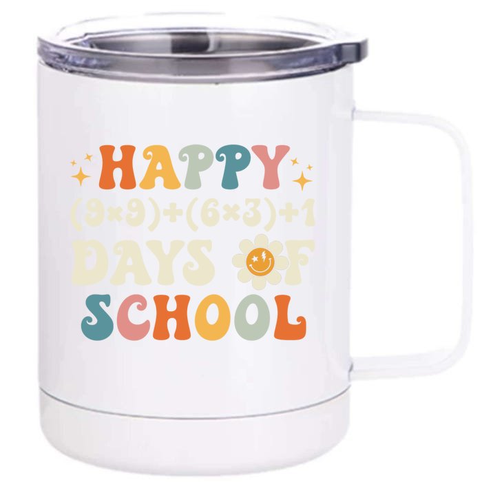 Happy 100 Days Of School Math Formula Groovy Gift Front & Back 12oz Stainless Steel Tumbler Cup