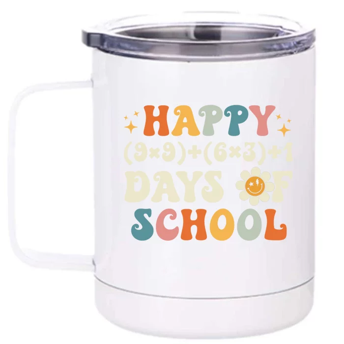 Happy 100 Days Of School Math Formula Groovy Gift Front & Back 12oz Stainless Steel Tumbler Cup