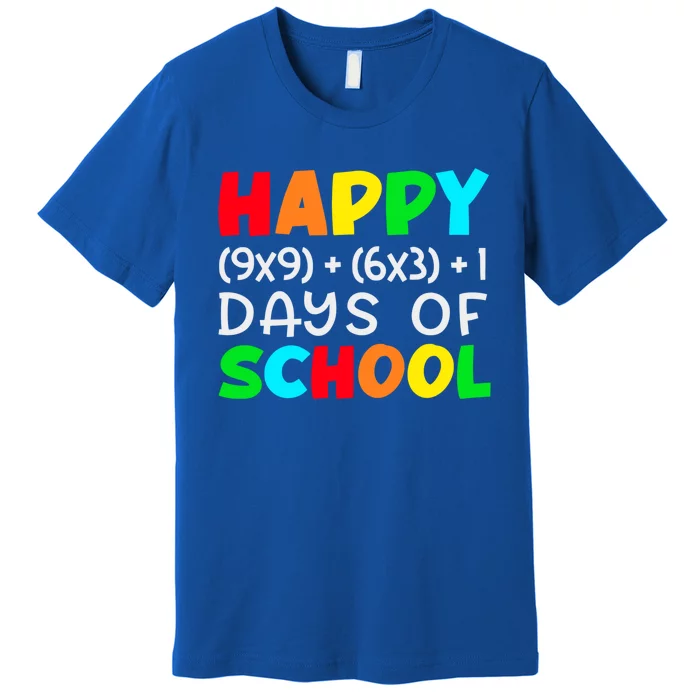 Happy 100 Days Of School Math Formula Smarter Brighter Cute Meaningful Gift Premium T-Shirt