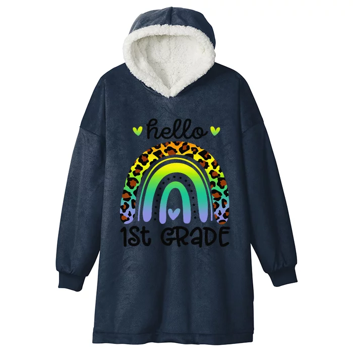 Hello 1st Grade Rainbow Teacher Team First Grade Squad Hooded Wearable Blanket